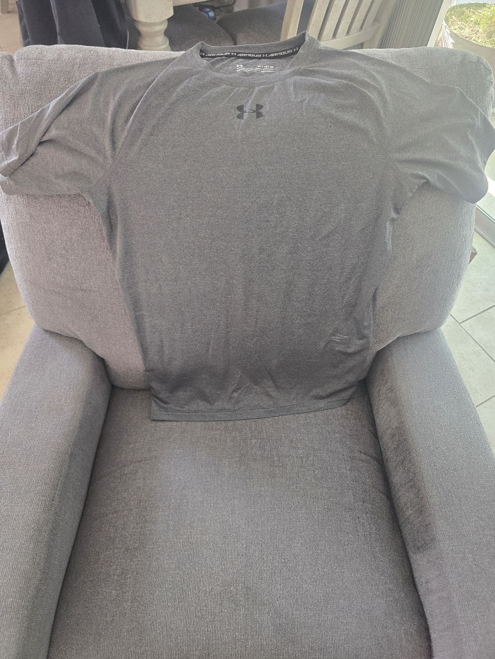 Under Armour Gray Performance Compression Tee with Center Logo